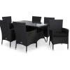 Outlet Comfort Garden Ruokailuryhmä Thor 6 Thor Lyx nojatuolia + mustat pehmusteet musta