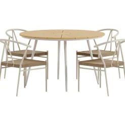 Discount Venture Home Ruokailuryhmä ulos , beige San-pöytä Ø120cm + 4 beigeä Alfons-tuolia