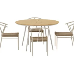 Discount Venture Home Ruokailuryhmä ulos , beige San-pöytä Ø120cm + 4 beigeä Alfons-tuolia