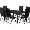 Discount Venture Home Ruokailuryhmä ulos , musta Capo-pöytä 160x100cm + 6 mustaa Levanzo-tuolia