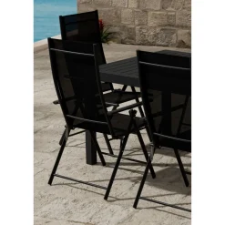 Discount Venture Home Ruokailuryhmä ulos , musta Capo-pöytä 160x100cm + 6 mustaa Levanzo-tuolia