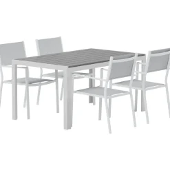 Venture Home Ruokailuryhmä ulos , harmaa Break-pöytä 150x90cm + 4 harmaata Copacabana-tuolia