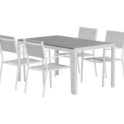 Venture Home Ruokailuryhmä ulos , harmaa Break-pöytä 150x90cm + 4 harmaata Copacabana-tuolia