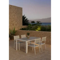 Venture Home Ruokailuryhmä ulos , harmaa Break-pöytä 150x90cm + 4 harmaata Copacabana-tuolia