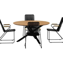 Discount Venture Home Ruokailuryhmä ulos , musta Mexico-pöytä Ø140cm + 4 mustaa Bois-tuolia