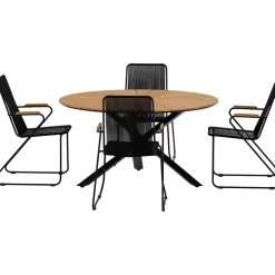 Discount Venture Home Ruokailuryhmä ulos , musta Mexico-pöytä Ø140cm + 4 mustaa Bois-tuolia