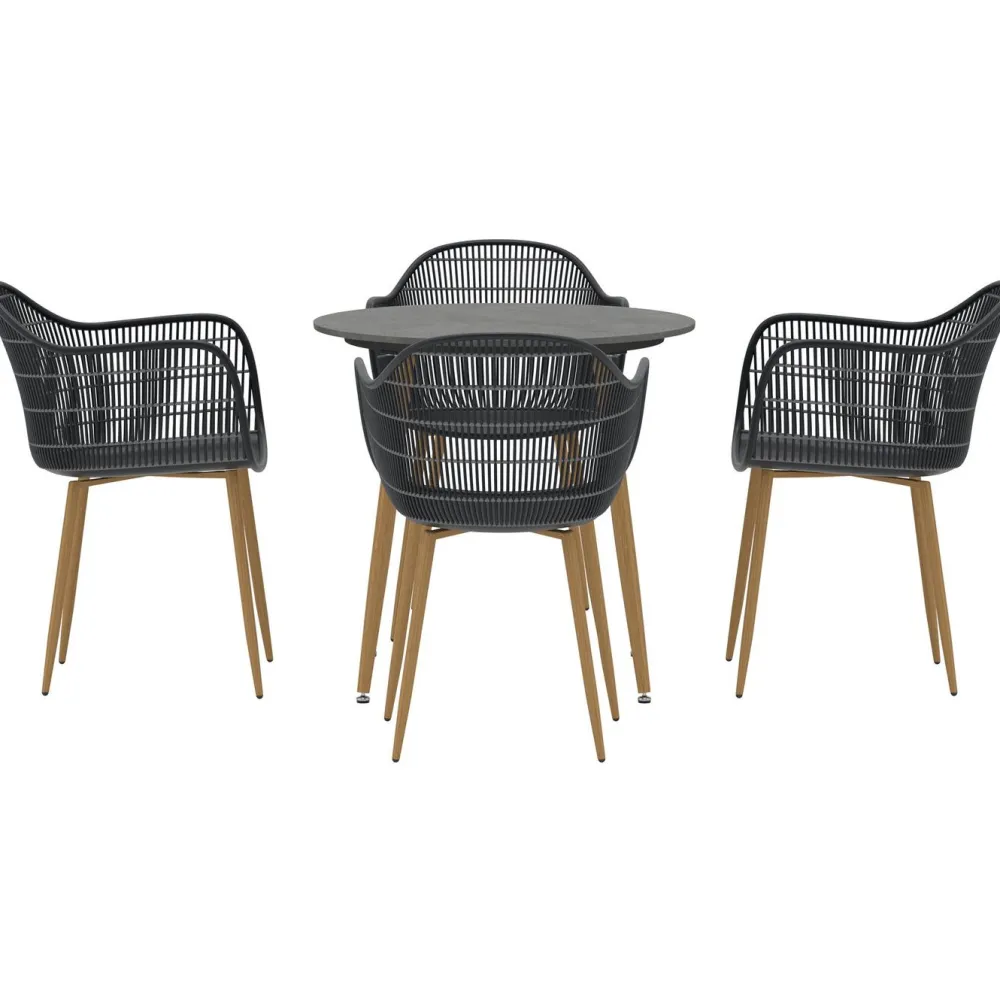 Best Venture Home Ruokailuryhmä Anafi, ø80cm , 4-istuttava, musta/ruskea