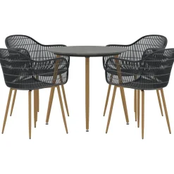 Best Venture Home Ruokailuryhmä Anafi, ø80cm , 4-istuttava, musta/ruskea