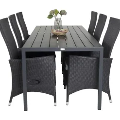 Best Venture Home Ruokailuryhmä , 205x90cm musta Break-pöytä + 6 mustaa Padova-säätötuolia