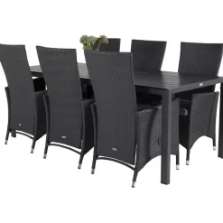 Best Venture Home Ruokailuryhmä , 205x90cm musta Break-pöytä + 6 mustaa Padova-säätötuolia
