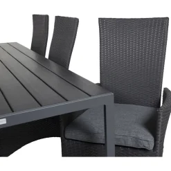Best Venture Home Ruokailuryhmä , 205x90cm musta Break-pöytä + 6 mustaa Padova-säätötuolia