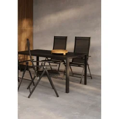 Discount Venture Home Ruokailuryhmä , 150x85cm musta Giardini-pöytä + 4 mustaa Levanzo-tuolia