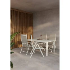 Online Venture Home Ruokailuryhmä , 150x85cm beige Giardini-pöytä + 4 beigeä Break-tuolia
