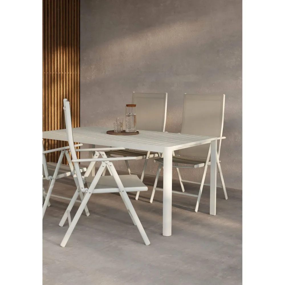 Online Venture Home Ruokailuryhmä , 150x85cm beige Giardini-pöytä + 4 beigeä Break-tuolia