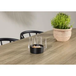 Clearance Venture Home Ruokailuryhmä , 200x90cm, beige/valkoinen Merlo-pöytä + 6 mustaa Stina-tuolia