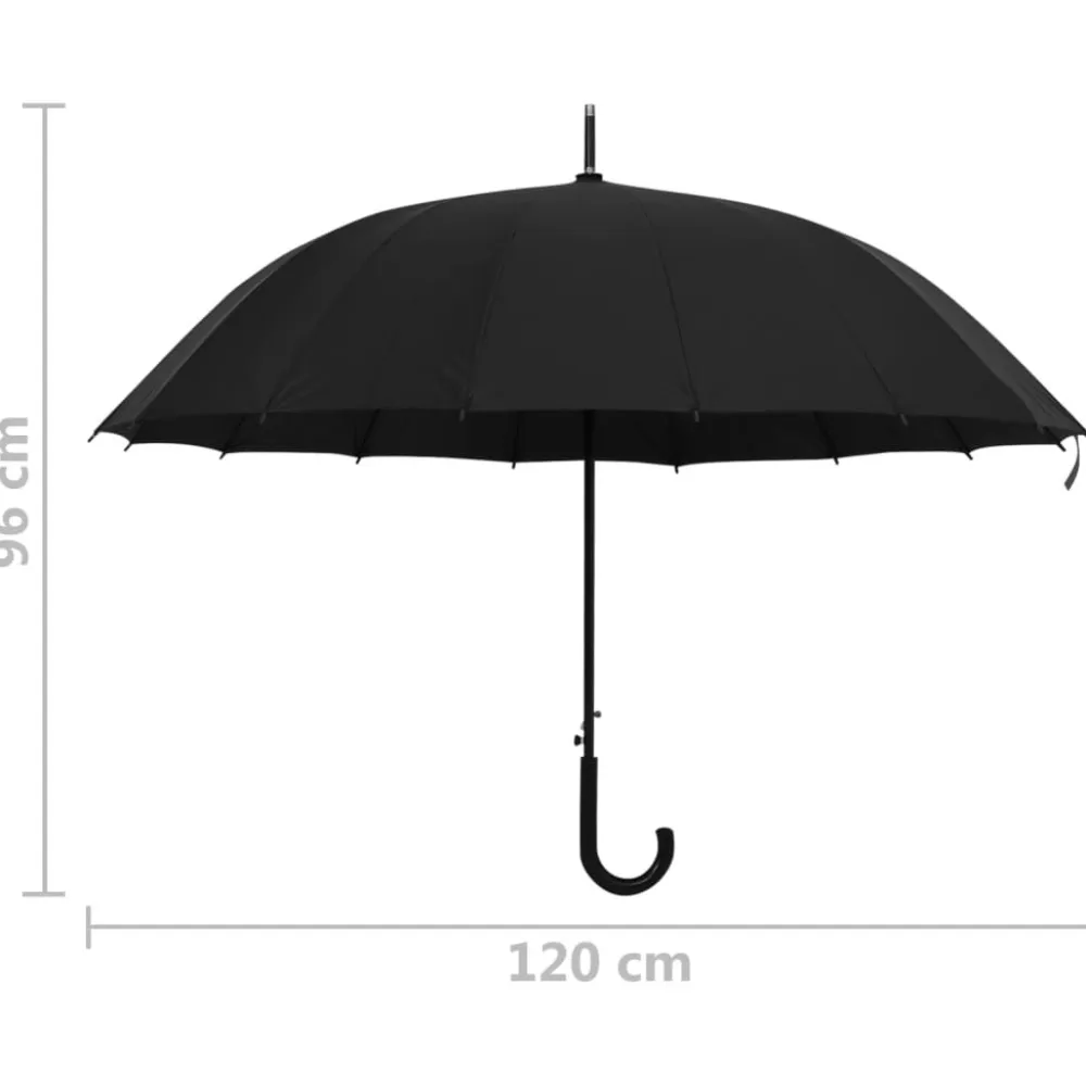 FinePRICE Sateenvarjo automaattinen musta 120 cm