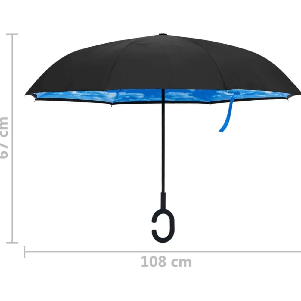 Clearance FinePRICE Sateenvarjo C-kahva musta 108 cm