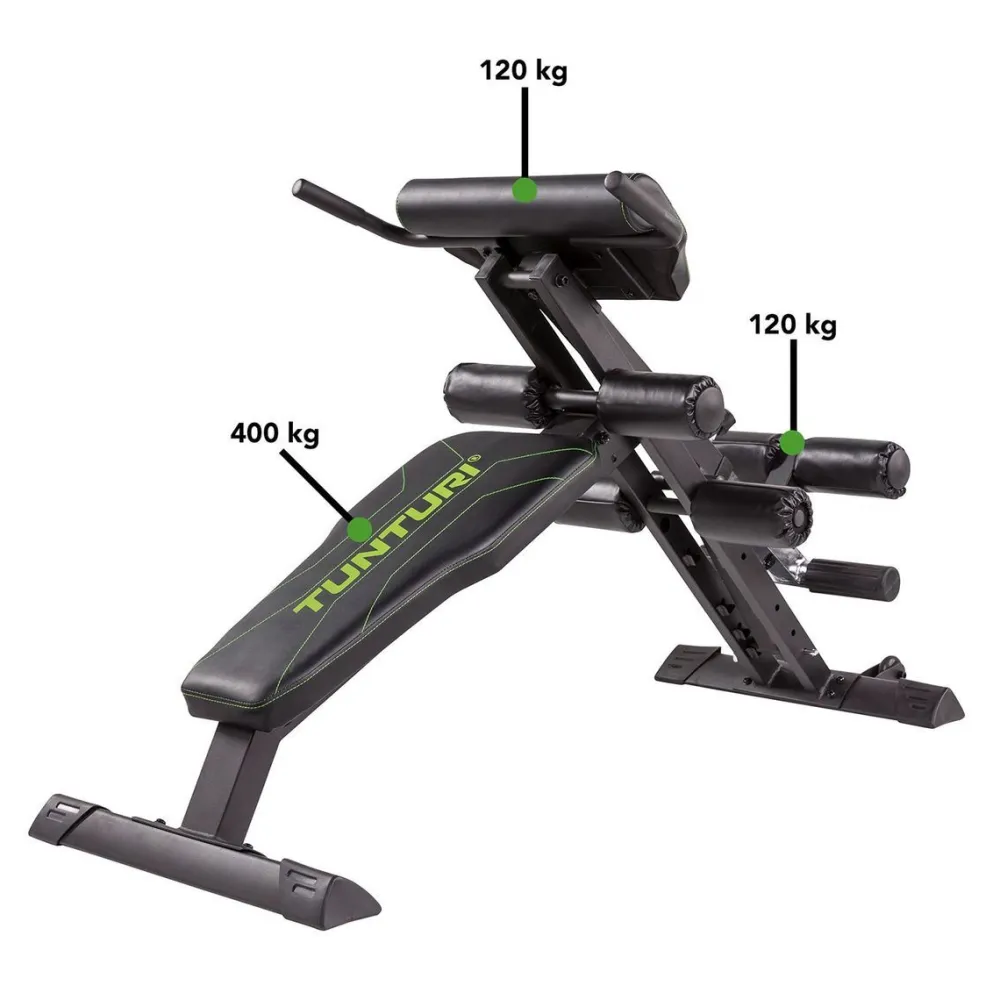 Discount Tunturi Selkä- ja vatsapenkki CT80 Core Trainer kokoontaitettava max. 150 kg