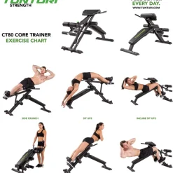 Discount Tunturi Selkä- ja vatsapenkki CT80 Core Trainer kokoontaitettava max. 150 kg