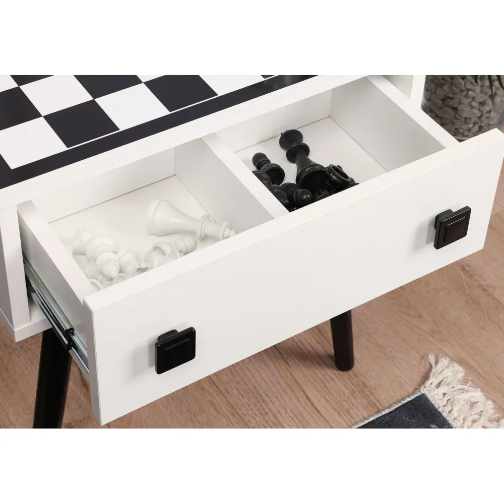 Linento Furniture Shakkipöytä Chesso, 50x50cm, musta/valkoinen