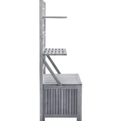 Outlet FinePRICE Säilytyslaatikko säleiköllä harmaa 99x55x160cm, akaasiapuu