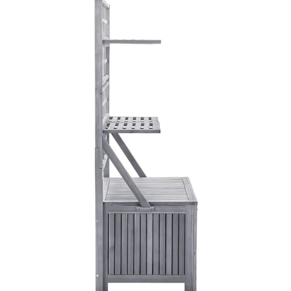 Outlet FinePRICE Säilytyslaatikko säleiköllä harmaa 99x55x160cm, akaasiapuu