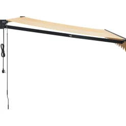 FinePRICE Sisäänkelattava markiisi, automaattinen, keltainen/valkoinen 3x2,5 m