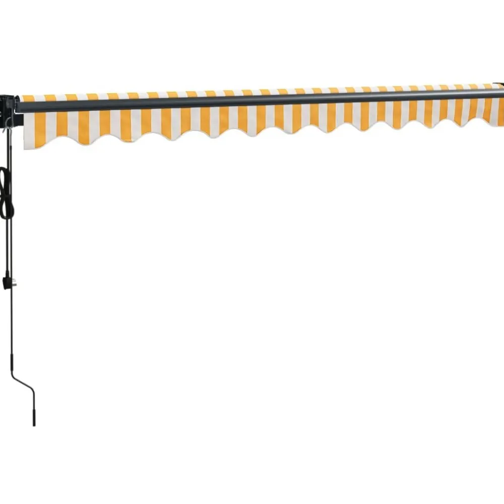 FinePRICE Sisäänkelattava markiisi, automaattinen, keltainen/valkoinen 3x2,5 m