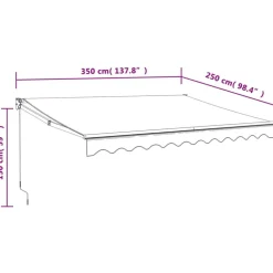 FinePRICE Sisäänkelattava markiisi, automaattinen, keltainen/valkoinen 3x2,5 m