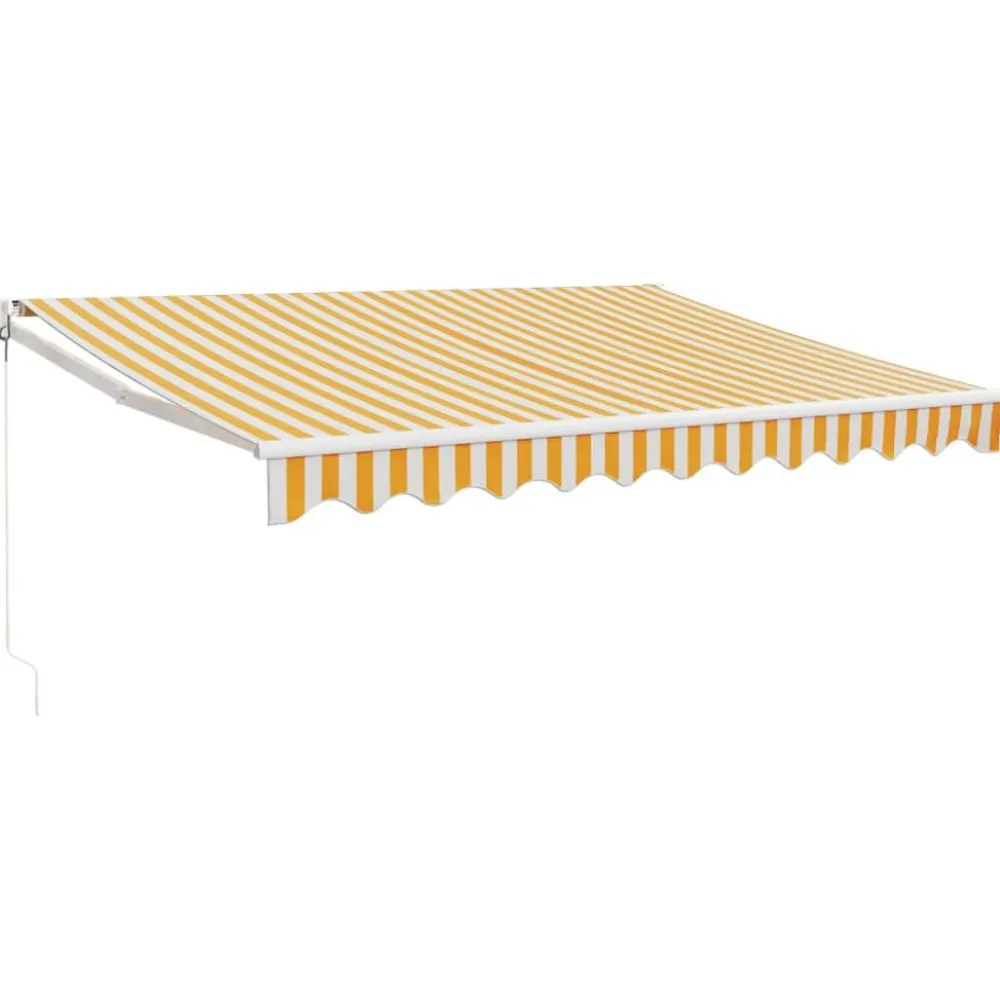 Outlet FinePRICE Sisäänkelattava markiisi keltavalkoinen 3x2,5 m kangas/alumiini