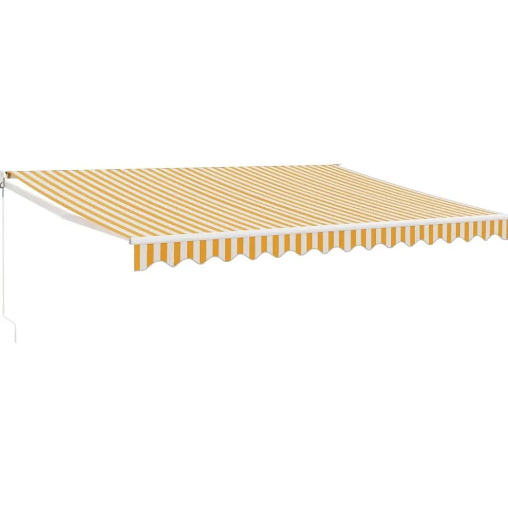 Clearance FinePRICE Sisäänkelattava markiisi keltainen/valkoinen 4,5x3 m kangas/alumiini