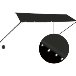 Online FinePRICE Sisäänkelattava markiisi ledillä 350x150 cm antrasiitti