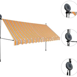 Online FinePRICE Sisäänkelattava markiisi ledillä 400 cm keltainen ja sininen