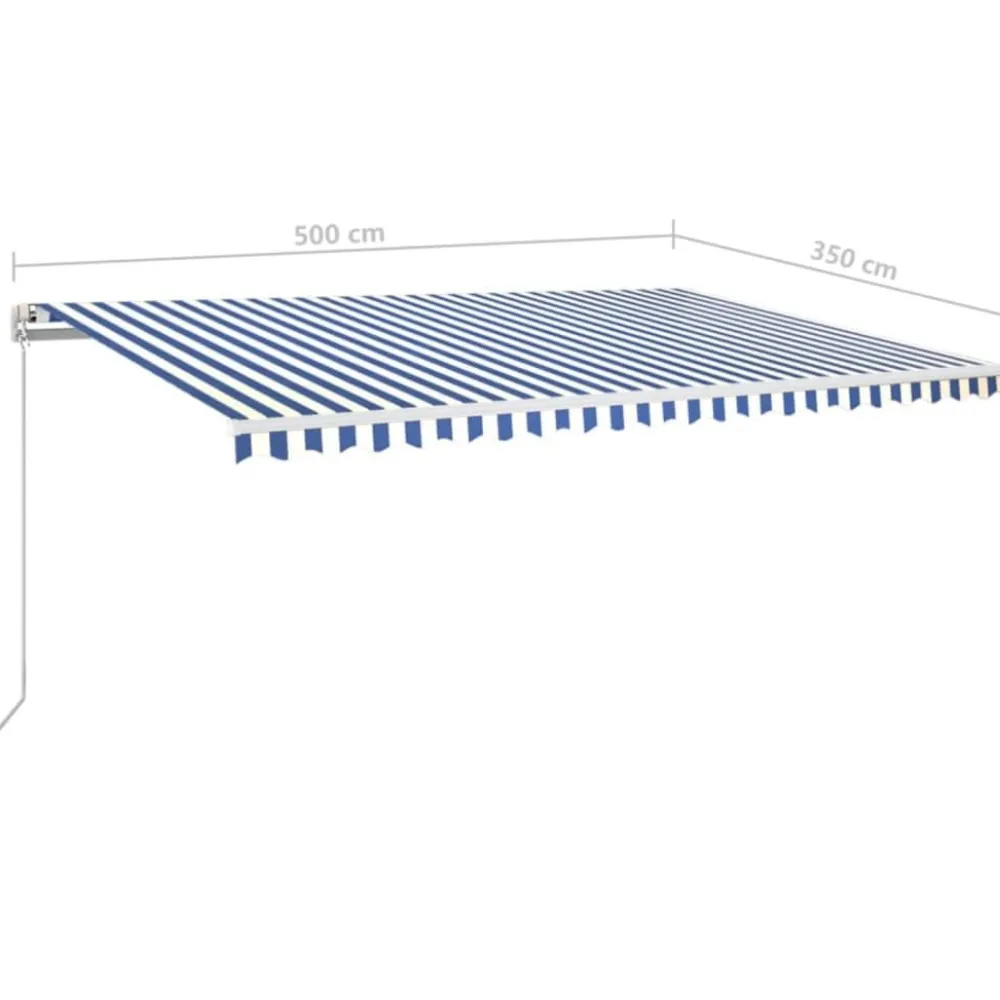 FinePRICE Sisäänkelattava markiisi 2 LEDillä 300x250cm sininen/valkoinen