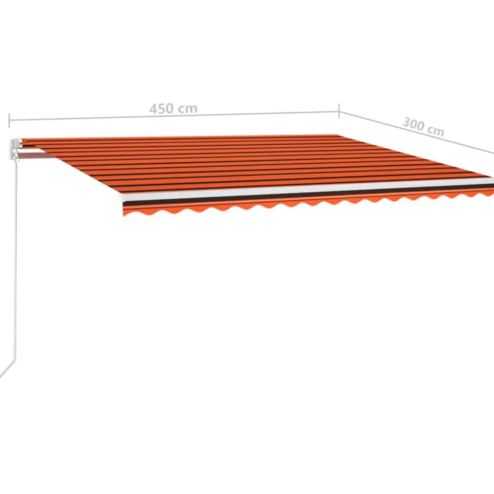 FinePRICE Sisäänkelattava markiisi 2 LEDillä 300x250cm sininen/valkoinen
