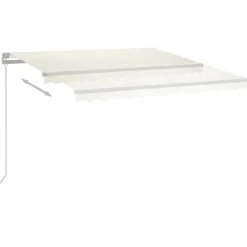 FinePRICE Sisäänkelattava markiisi 2 LEDillä 300x250cm sininen/valkoinen