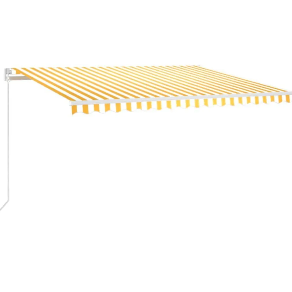 FinePRICE Sisäänkelattava markiisi 2 LEDillä 300x250cm sininen/valkoinen