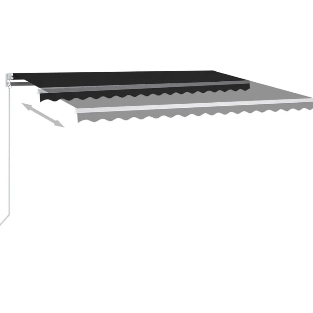 FinePRICE Sisäänkelattava markiisi 2 LEDillä 300x250cm sininen/valkoinen