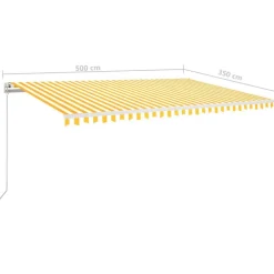 FinePRICE Sisäänkelattava markiisi 2 LEDillä 300x250cm sininen/valkoinen
