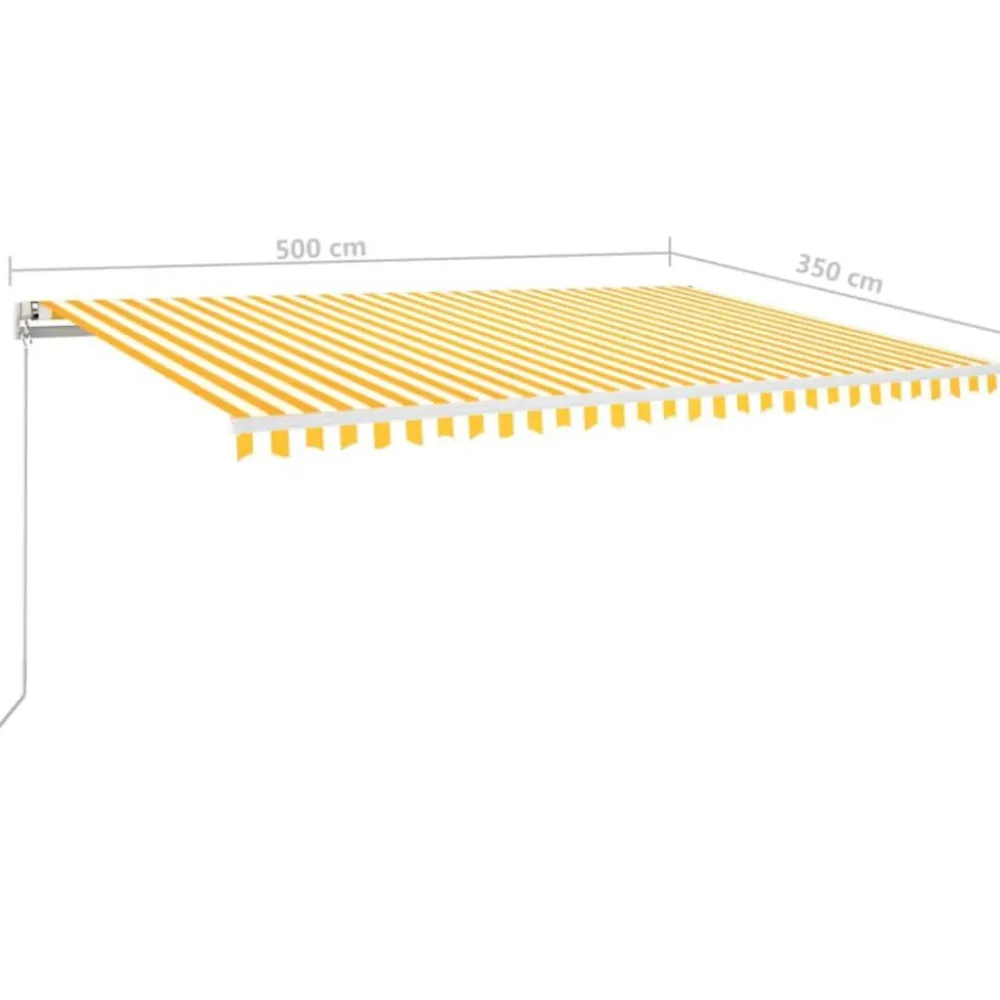 FinePRICE Sisäänkelattava markiisi 2 LEDillä 300x250cm sininen/valkoinen