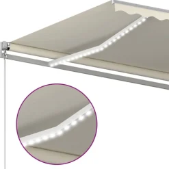 FinePRICE Sisäänkelattava markiisi 2 LEDillä 300x250cm sininen/valkoinen