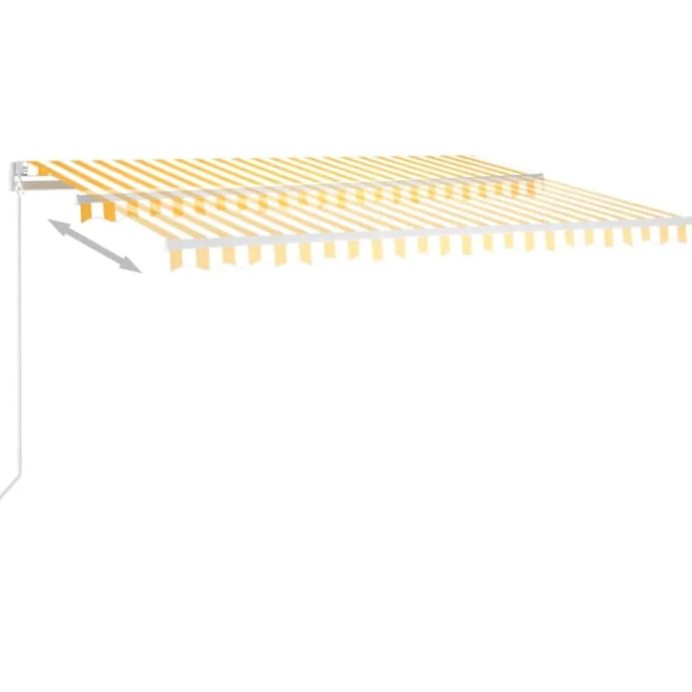 FinePRICE Sisäänkelattava markiisi 2 LEDillä 300x250cm sininen/valkoinen