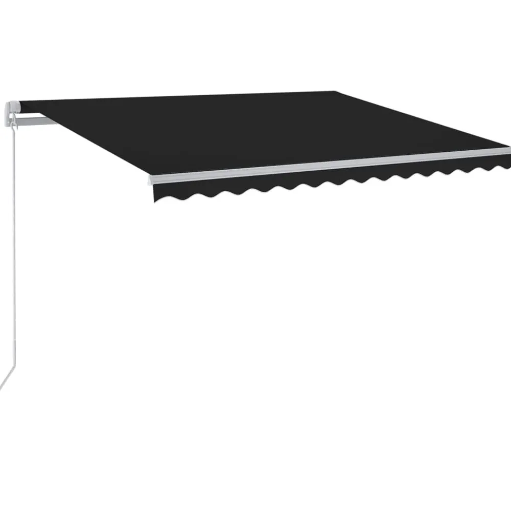 FinePRICE Sisäänkelattava markiisi 2 LEDillä 300x250cm sininen/valkoinen