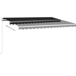 FinePRICE Sisäänkelattava markiisi 2 LEDillä 300x250cm sininen/valkoinen