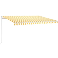 FinePRICE Sisäänkelattava markiisi 2 LEDillä 300x250cm sininen/valkoinen