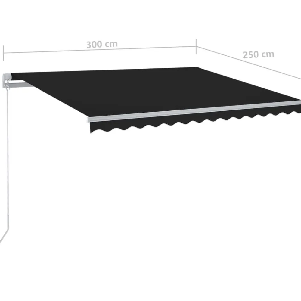 FinePRICE Sisäänkelattava markiisi 2 LEDillä 300x250cm sininen/valkoinen