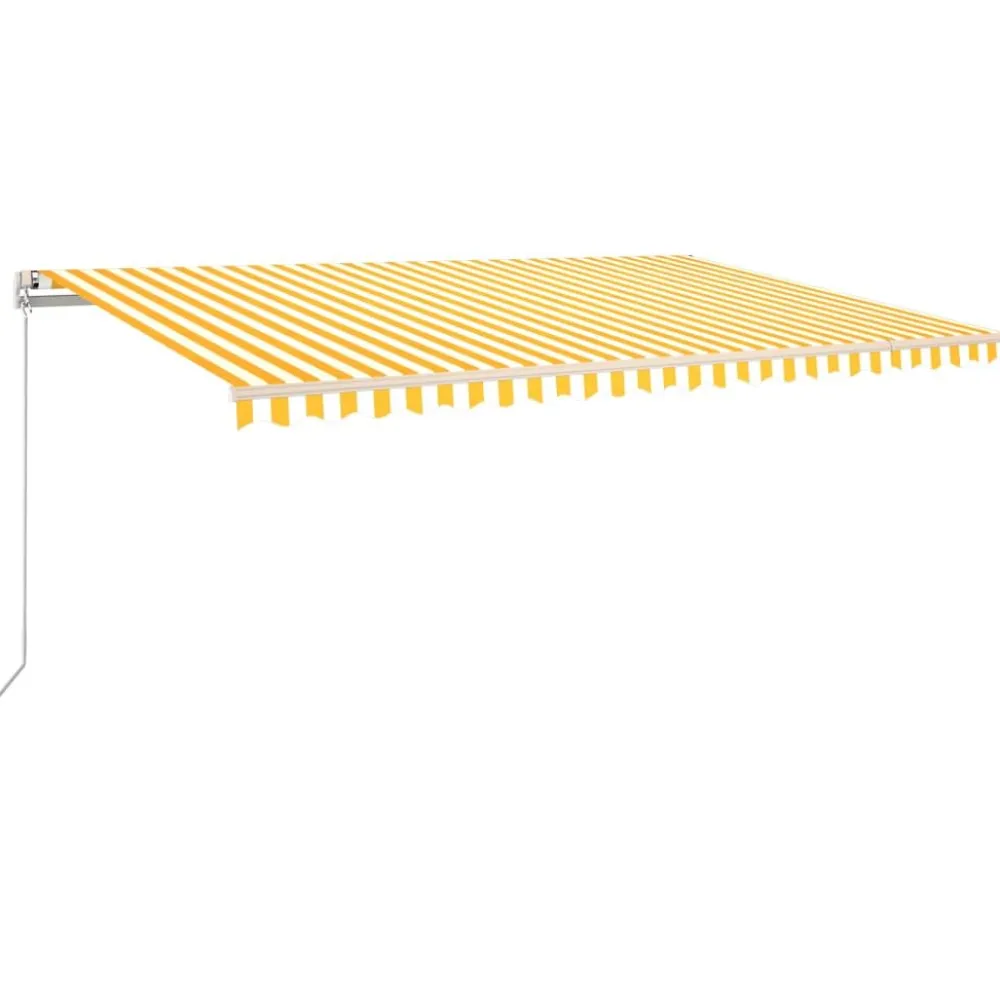 FinePRICE Sisäänkelattava markiisi 2 LEDillä 300x250cm sininen/valkoinen