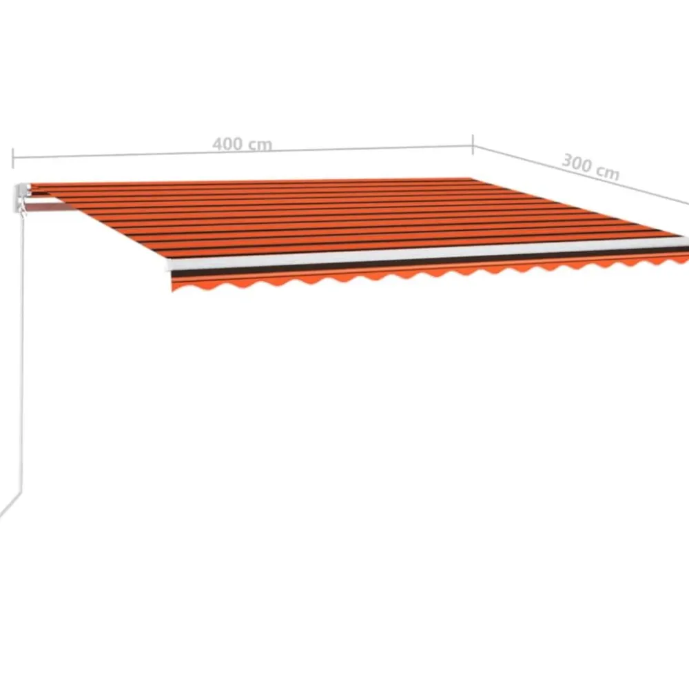 FinePRICE Sisäänkelattava markiisi 2 LEDillä 300x250cm sininen/valkoinen