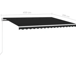 FinePRICE Sisäänkelattava markiisi 2 LEDillä 300x250cm sininen/valkoinen