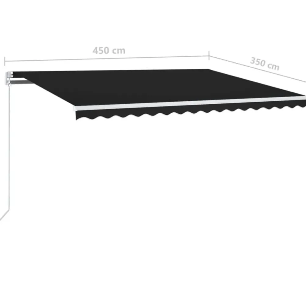 FinePRICE Sisäänkelattava markiisi 2 LEDillä 300x250cm sininen/valkoinen